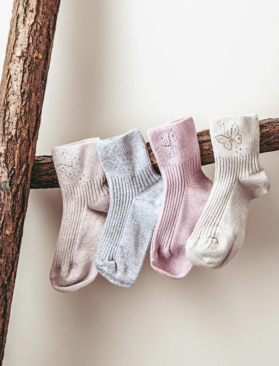 Story Loris - Girls White & Purple Ruffle Socks