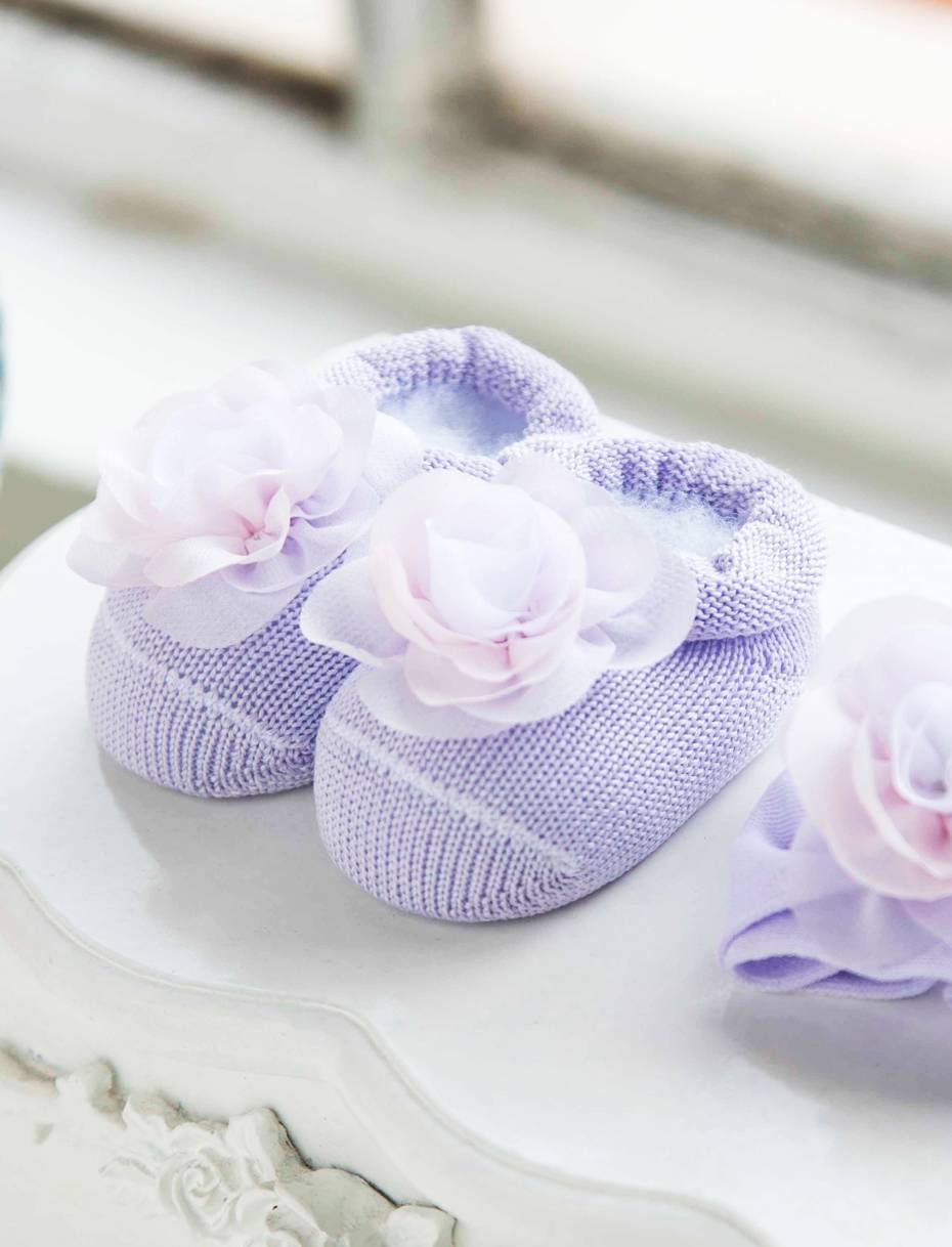 Gift Box lilla in cotone con fiore in chiffon