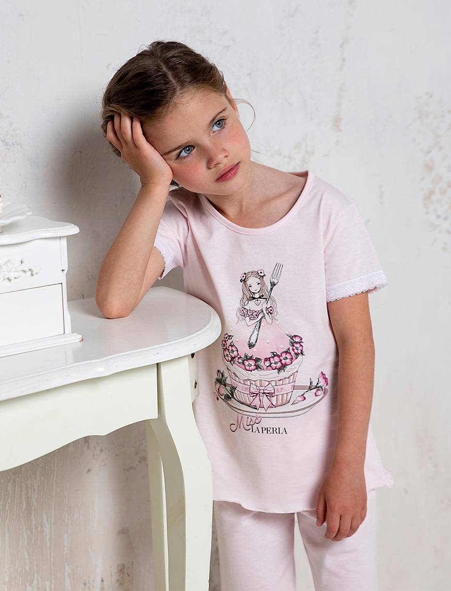 La Perla pink cotton pyjamas with print 